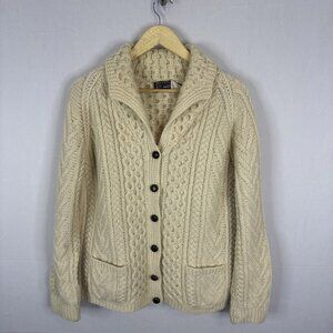 Vintage Gaeltarra Irish Aran Cardigan Wool Made in Ireland Womens M